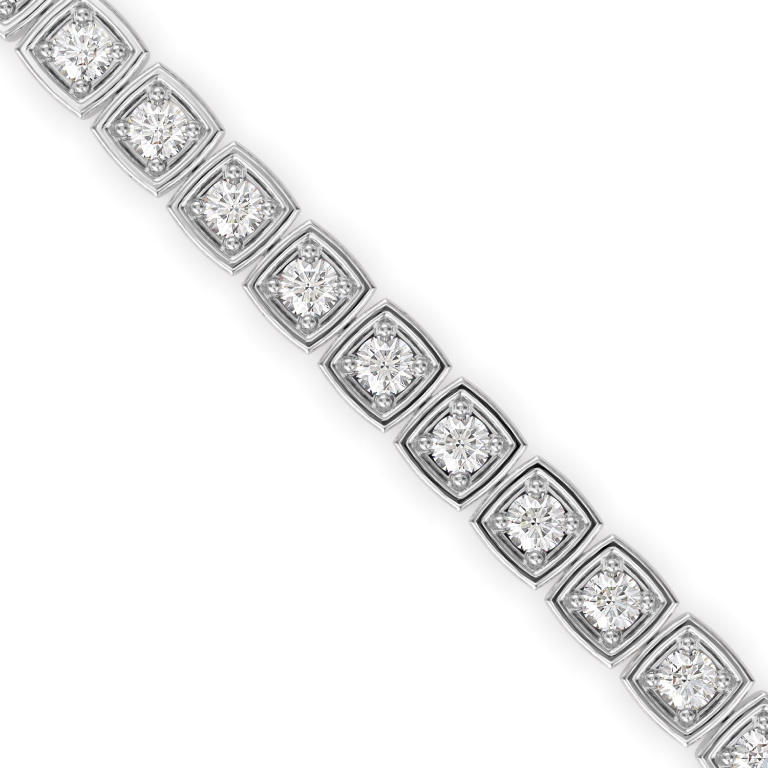 Round Brilliant Cut Lab-Grown Diamond Square Frame Tennis Bracelet in White Gold