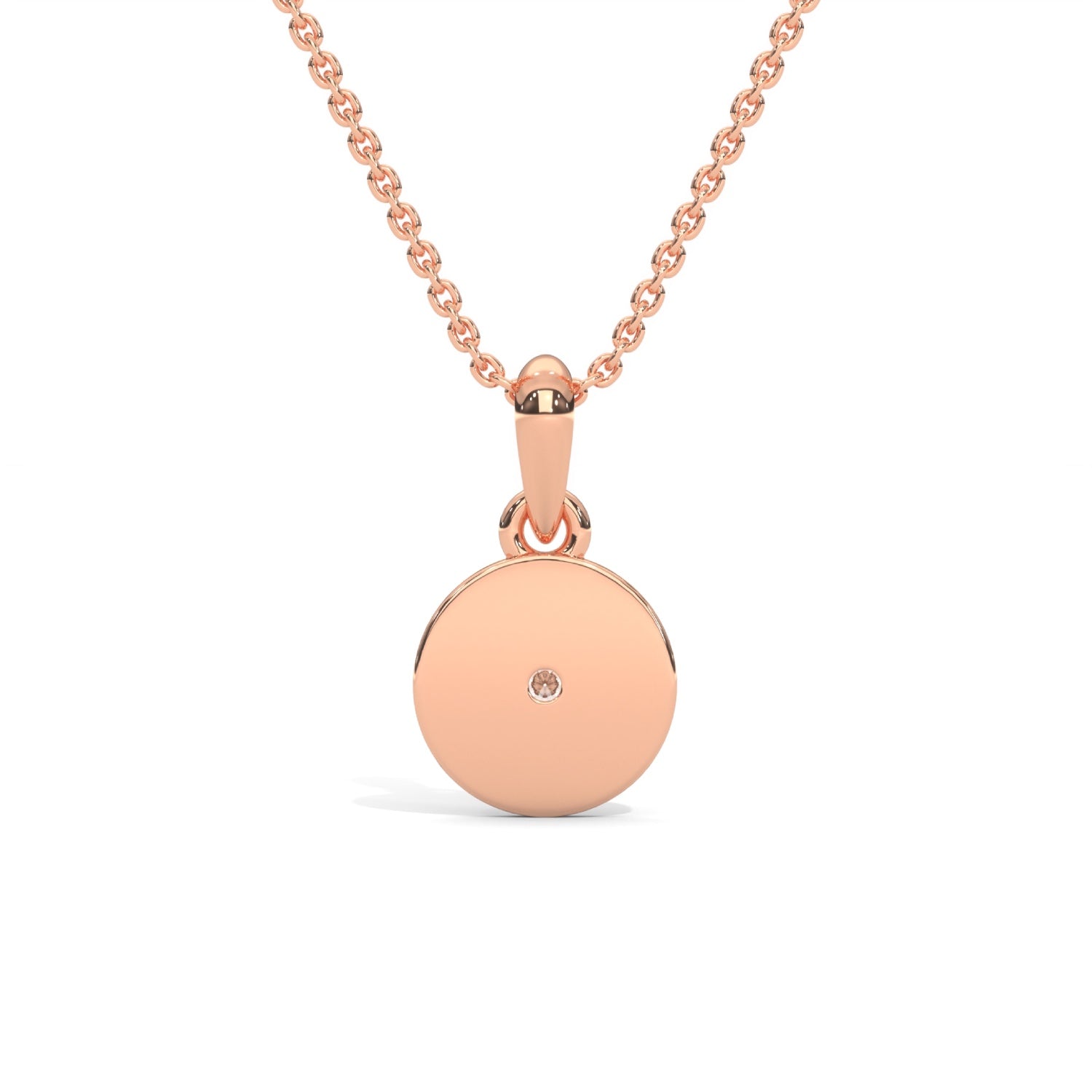 Round Brilliant Cut Lab-Grown Diamond Starburst Disc Pendant in Rose Gold