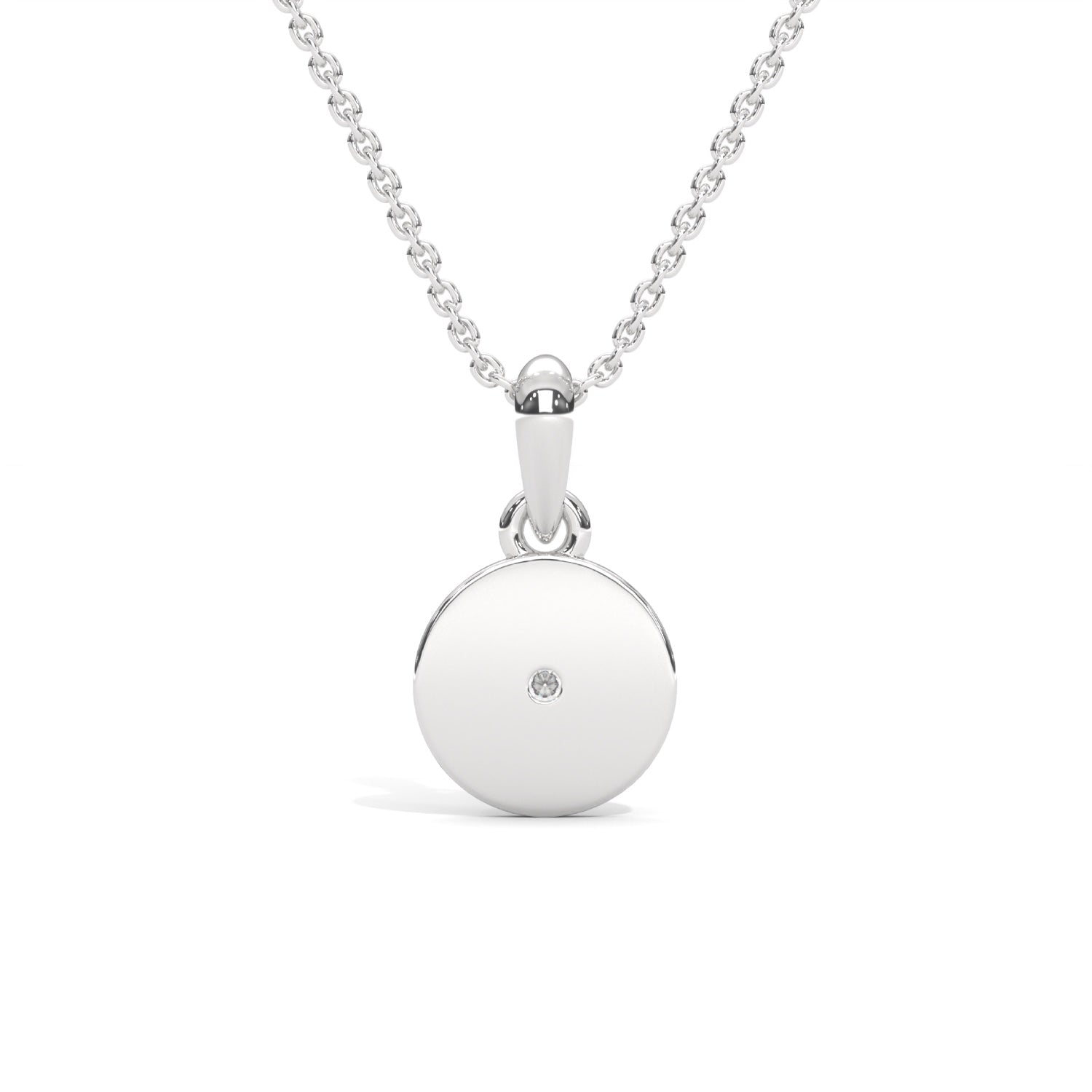 Round Brilliant Cut Lab-Grown Diamond Starburst Disc Pendant in White Gold