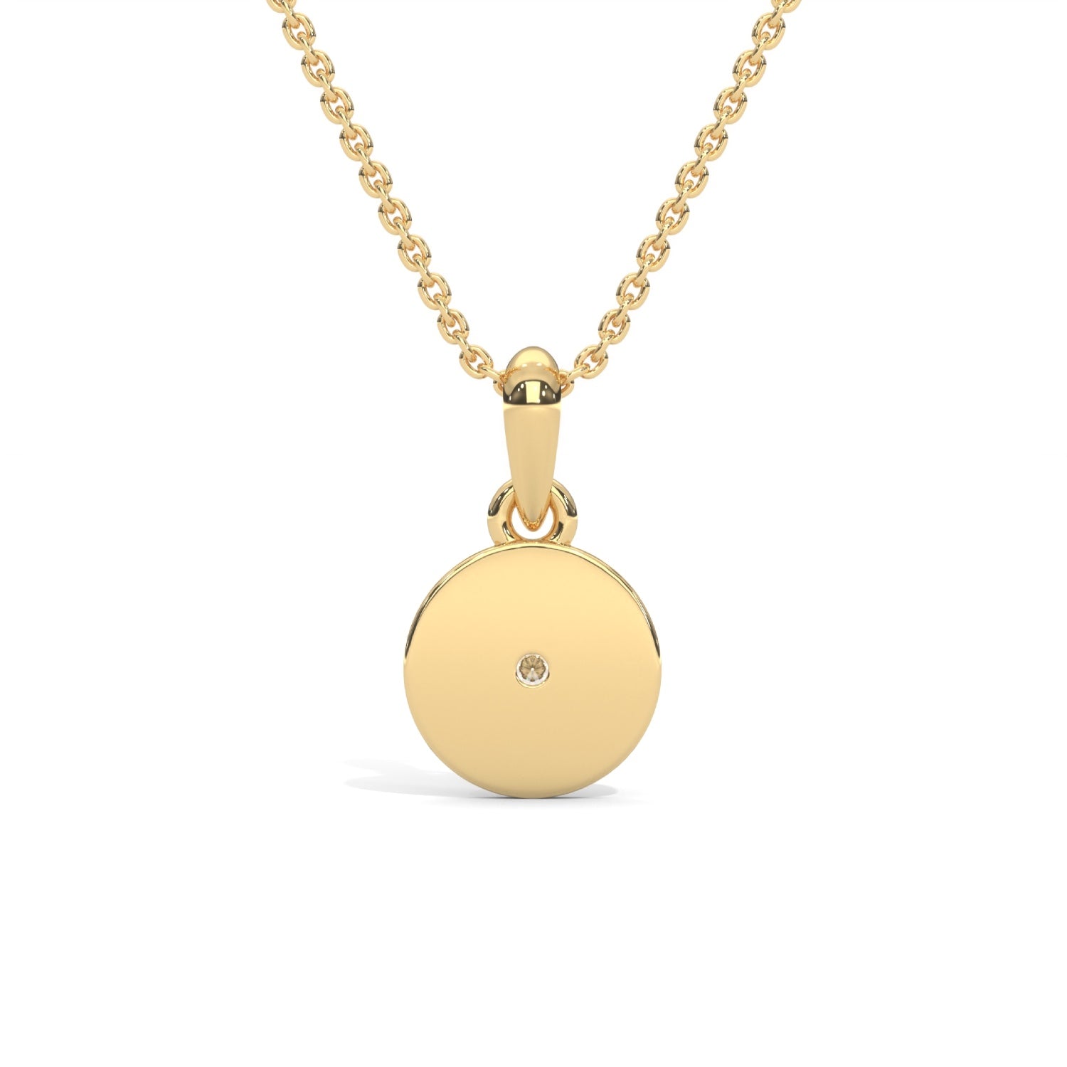 Round Brilliant Cut Lab-Grown Diamond Starburst Disc Pendant in Yellow Gold