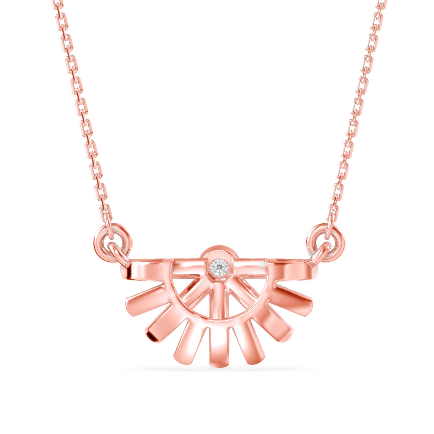 Round Brilliant Cut Lab-Grown Diamond Sunburst Pendant in Rose Gold