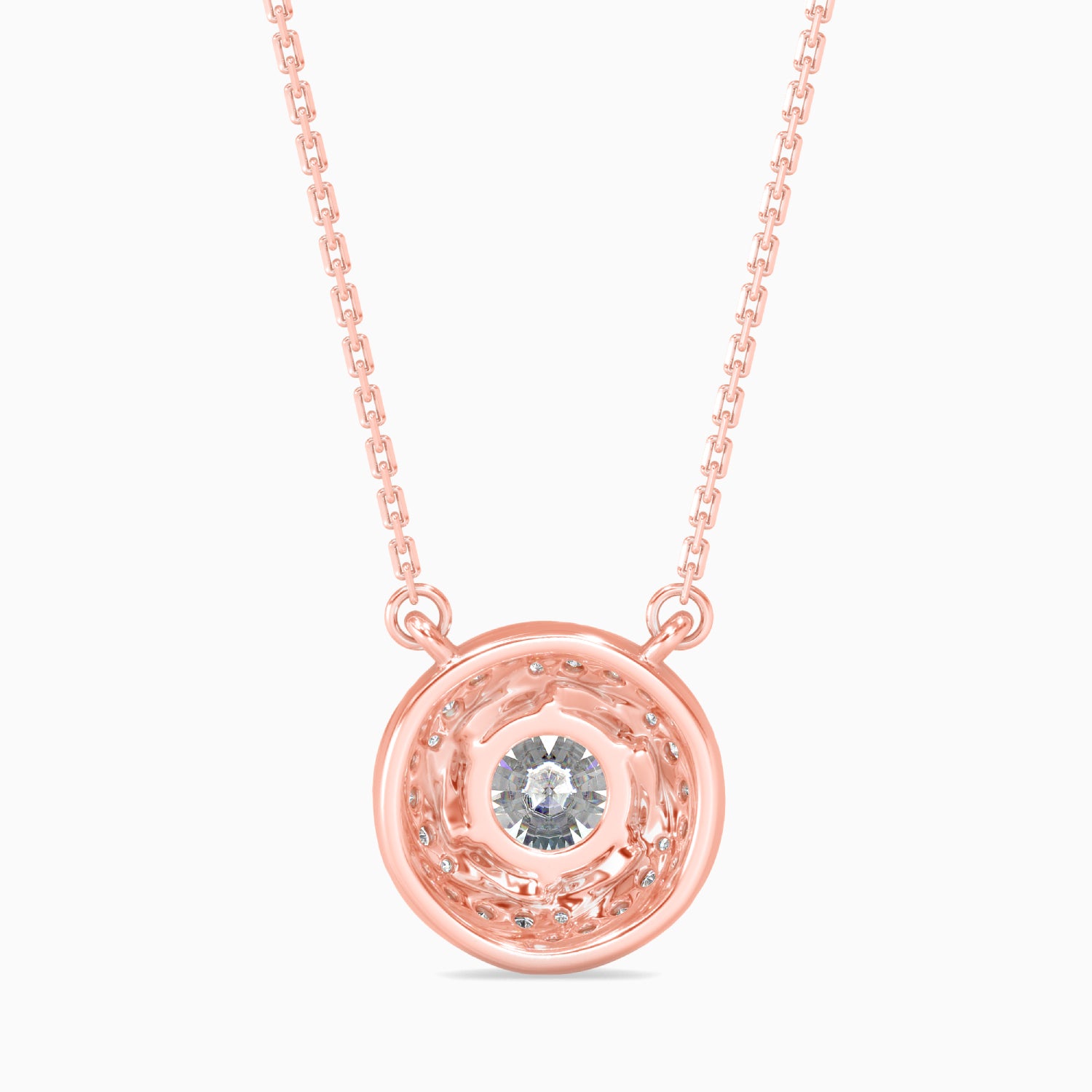 Round Brilliant Cut Lab-Grown Diamond Swirl Pendant in Rose Gold