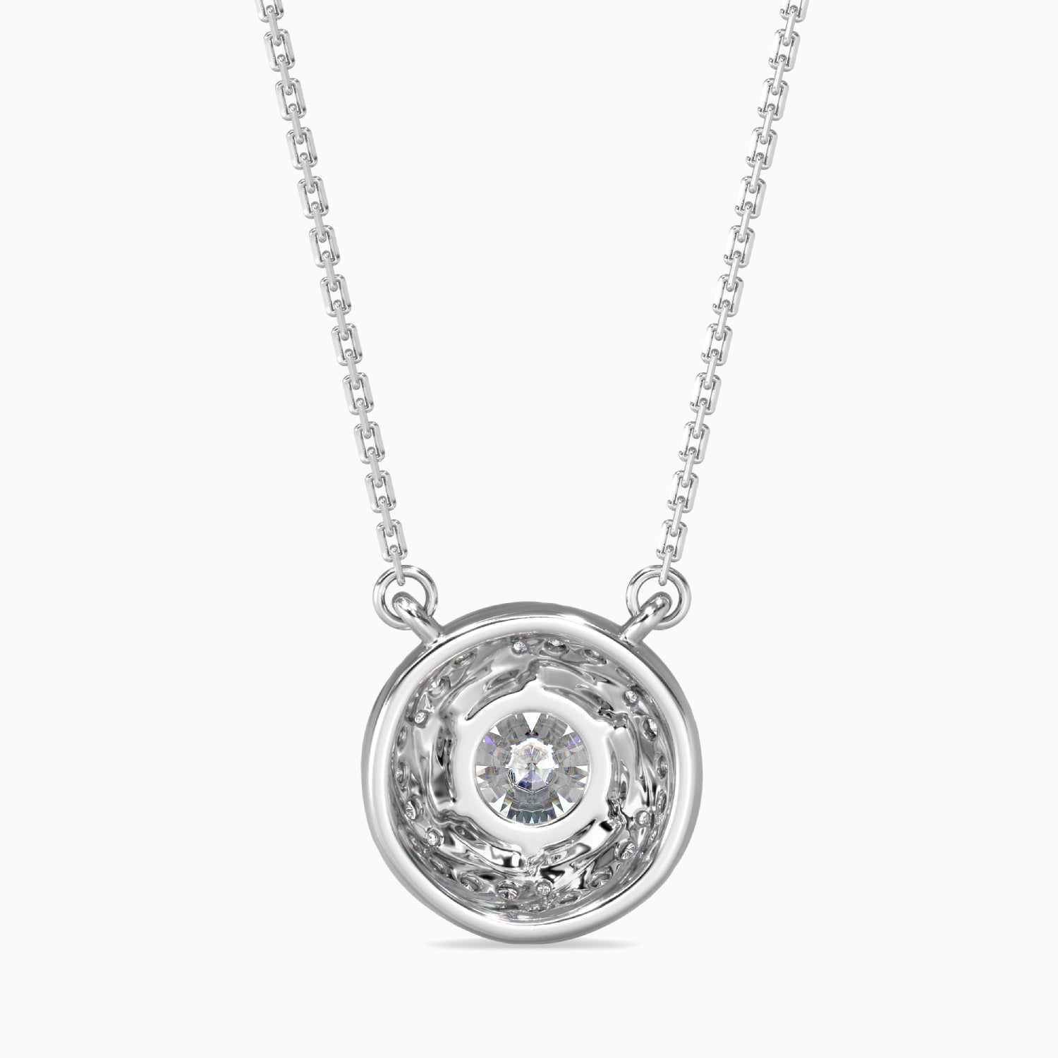 Round Brilliant Cut Lab-Grown Diamond Swirl Pendant in White Gold