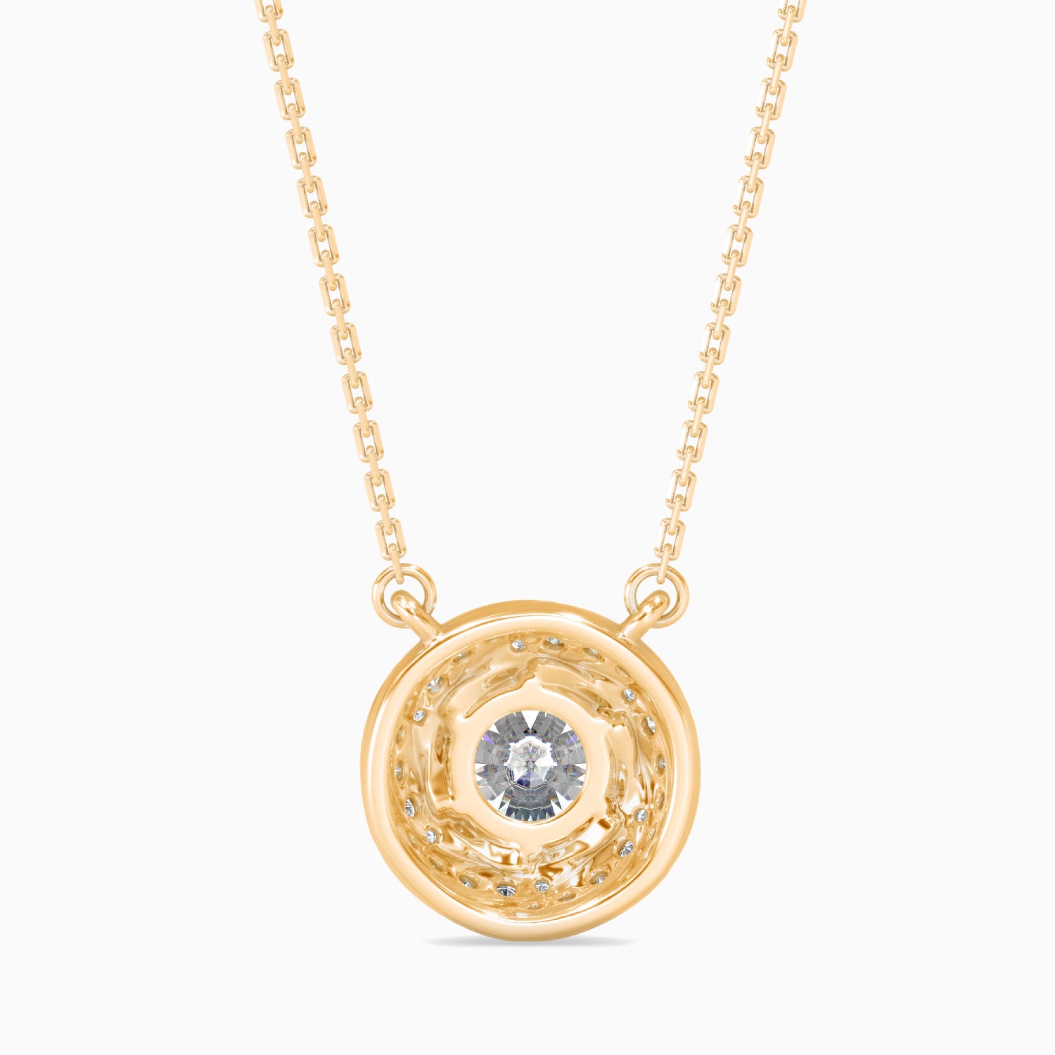 Round Brilliant Cut Lab-Grown Diamond Swirl Pendant in Yellow Gold
