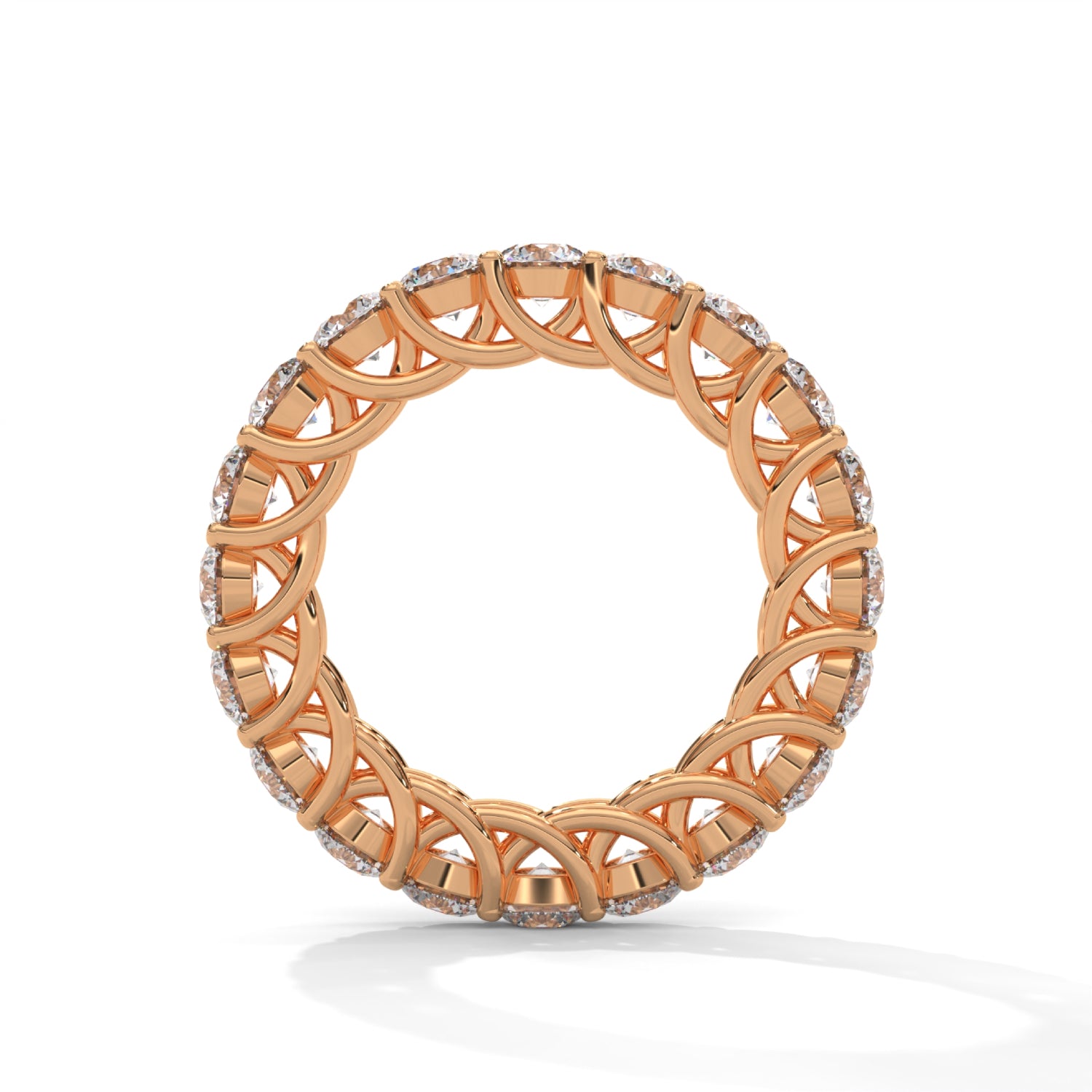 Round Brilliant Cut Lab-Grown Diamond Trellis Eternity Ring in Rose Gold