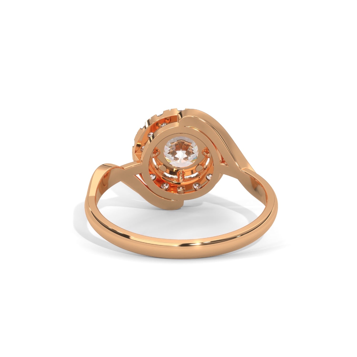 Round Brilliant Cut Lab-Grown Diamond Twisted Halo Engagement Ring in Rose Gold
