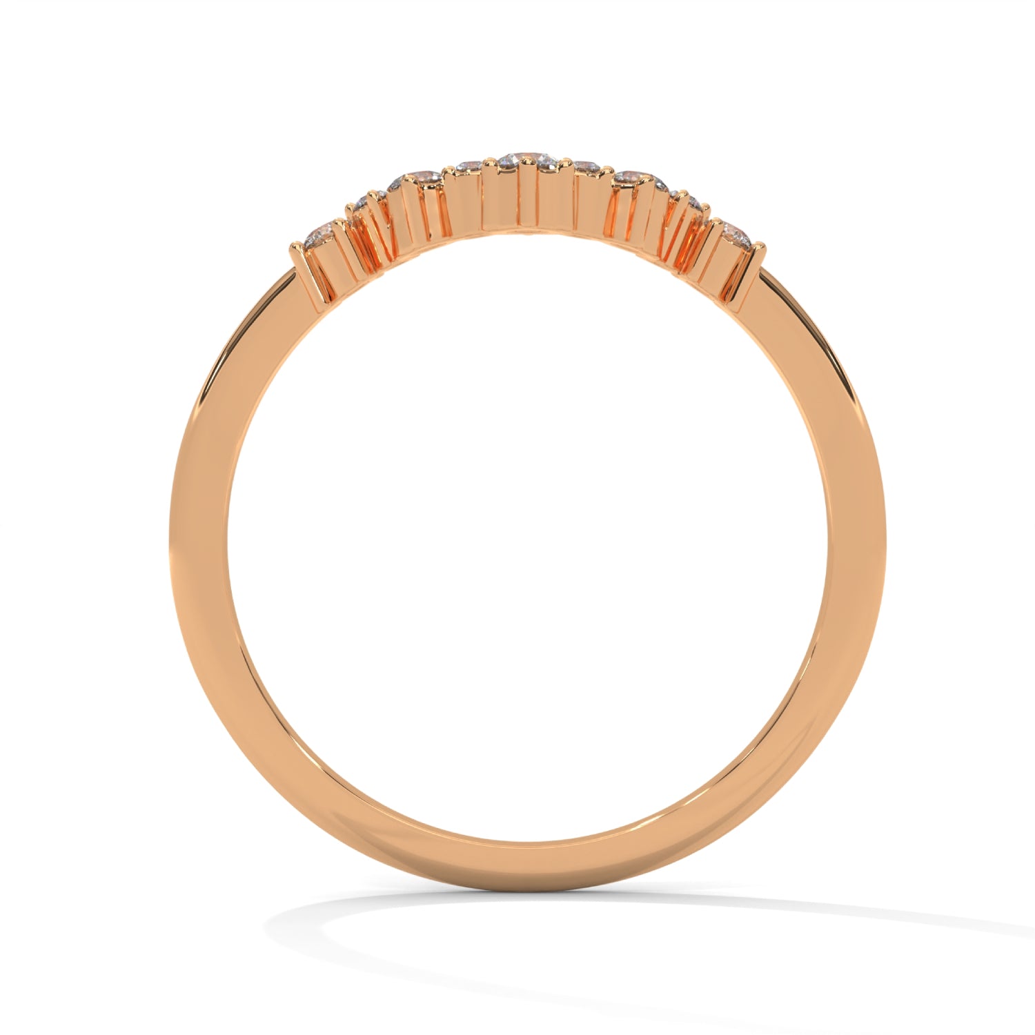 Round Brilliant Cut Lab-Grown Diamond Curved Wedding Ring in Rose Gold