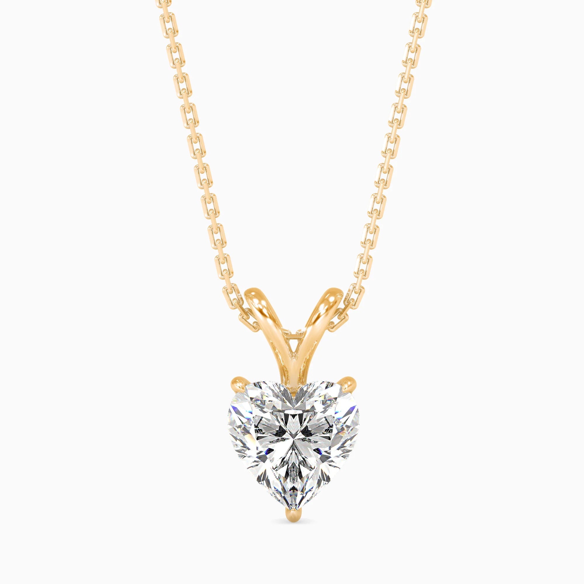 Heart-Shaped Lab-Grown Diamond Solitaire Pendant in Yellow Gold