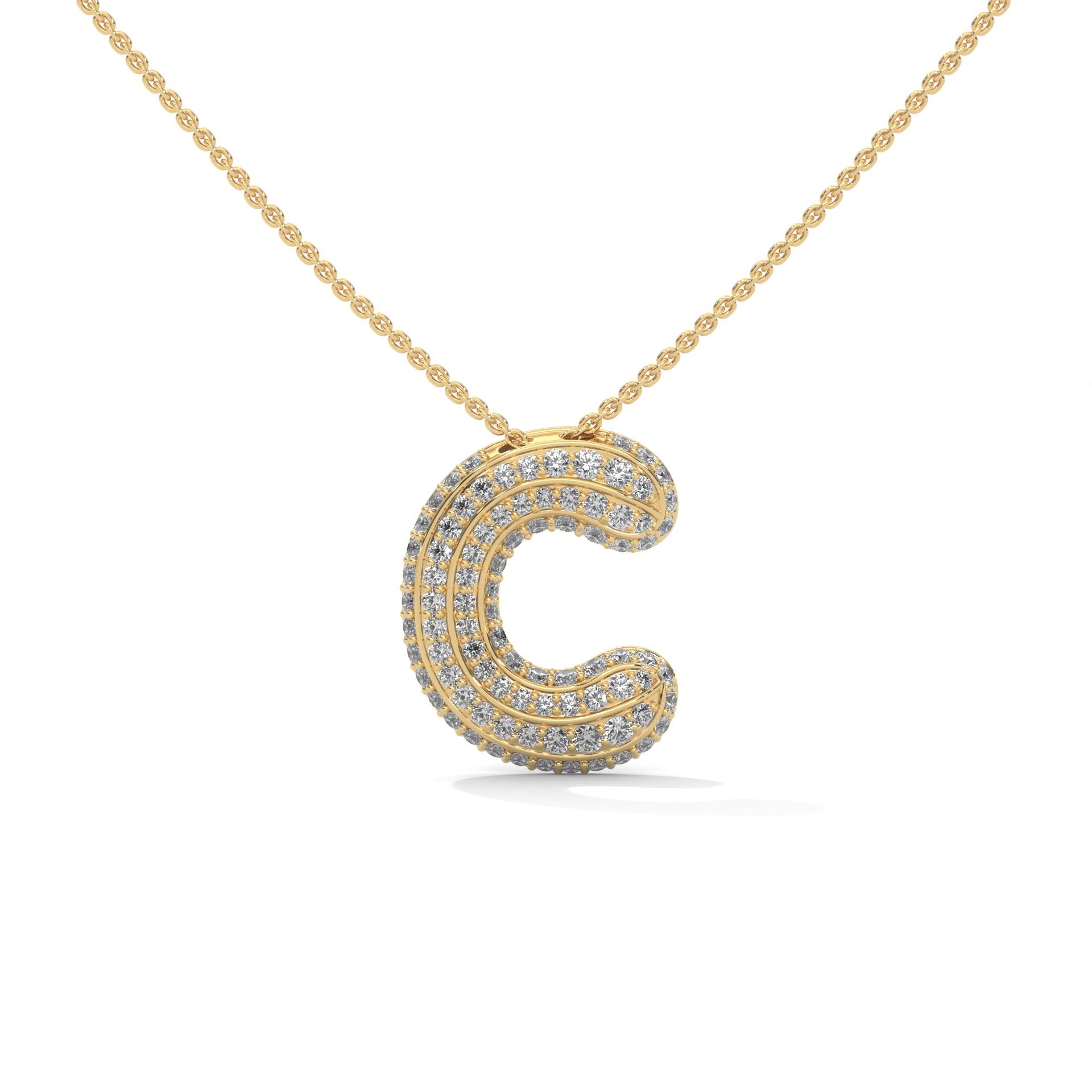 Lab-Grown Diamond Pavé Bubble Initial Pendant