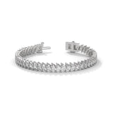 Marquise Cut Lab-Grown Diamond Angled Tennis Bracelet in White Gold