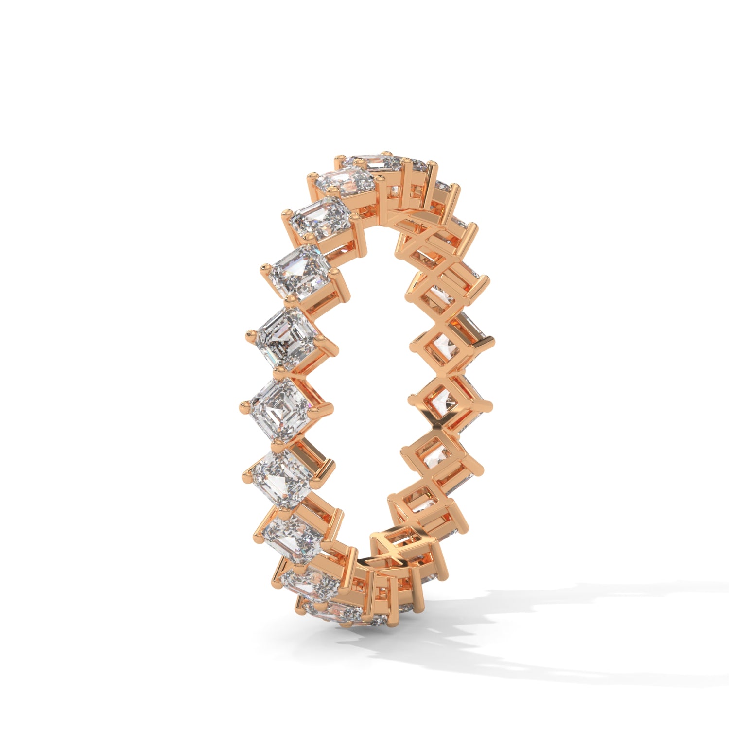 Asscher Cut Lab-Grown Diamond East-West Eternity Ring in Rose Gold