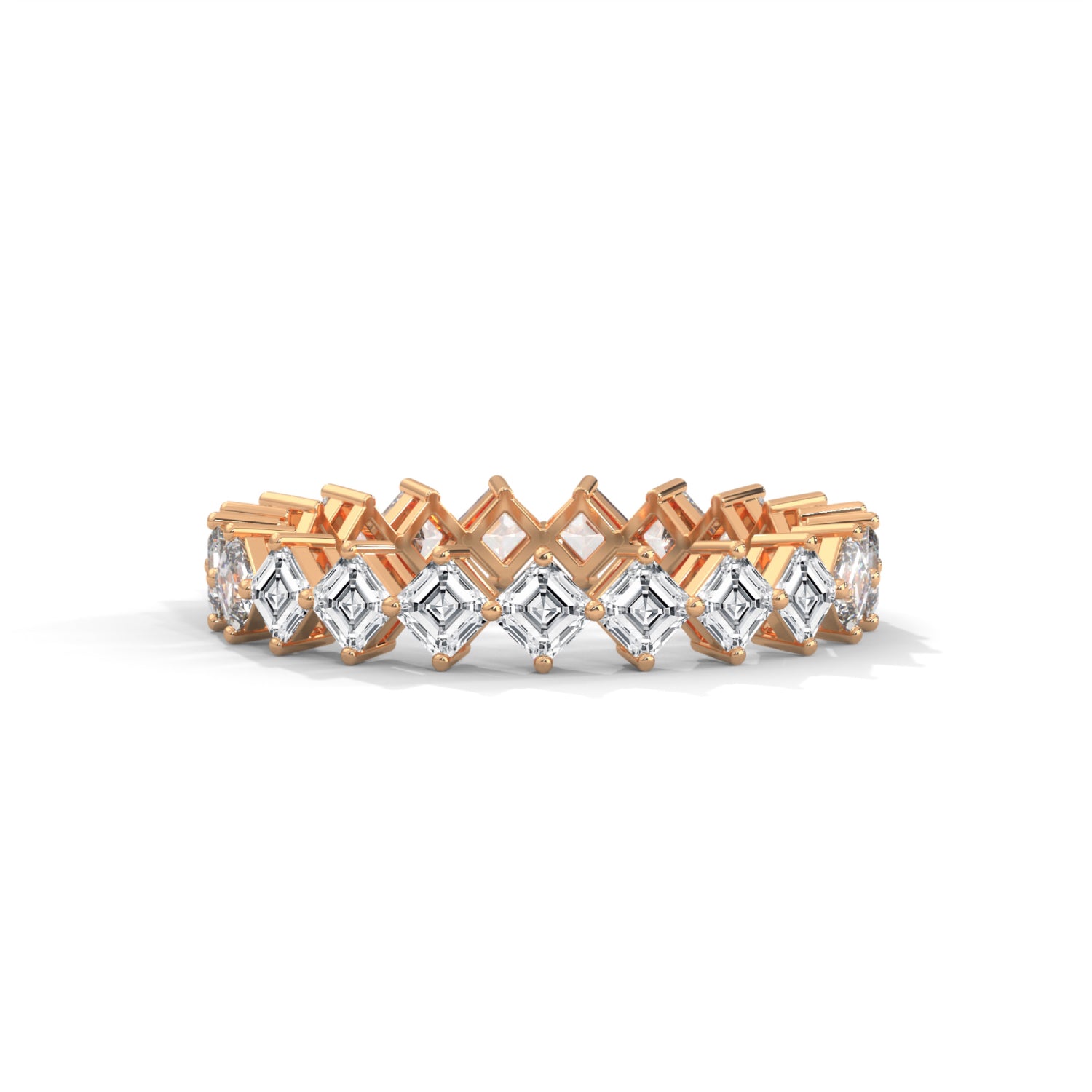 Asscher Cut Lab-Grown Diamond East-West Eternity Ring in Rose Gold