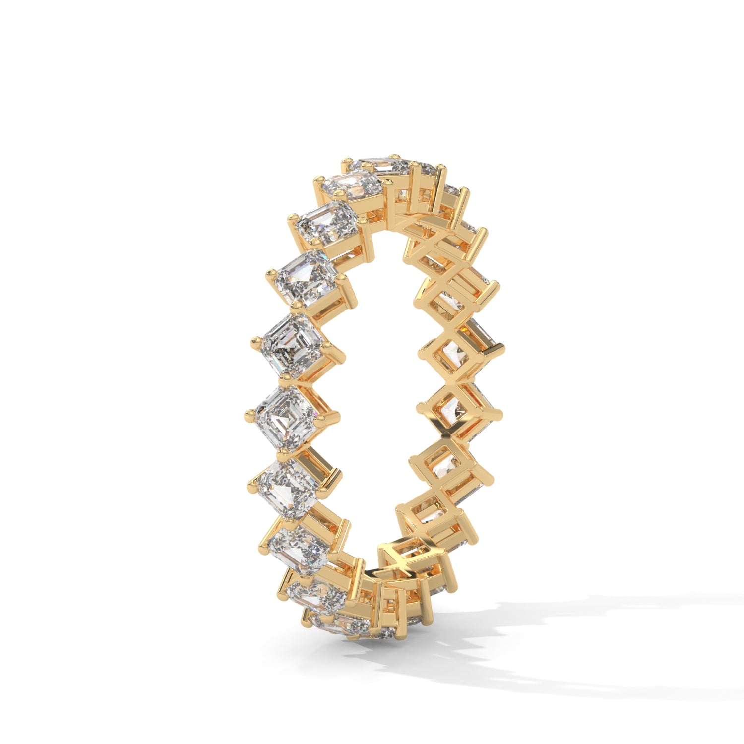 Asscher Cut Lab-Grown Diamond East-West Eternity Ring in Yellow Gold