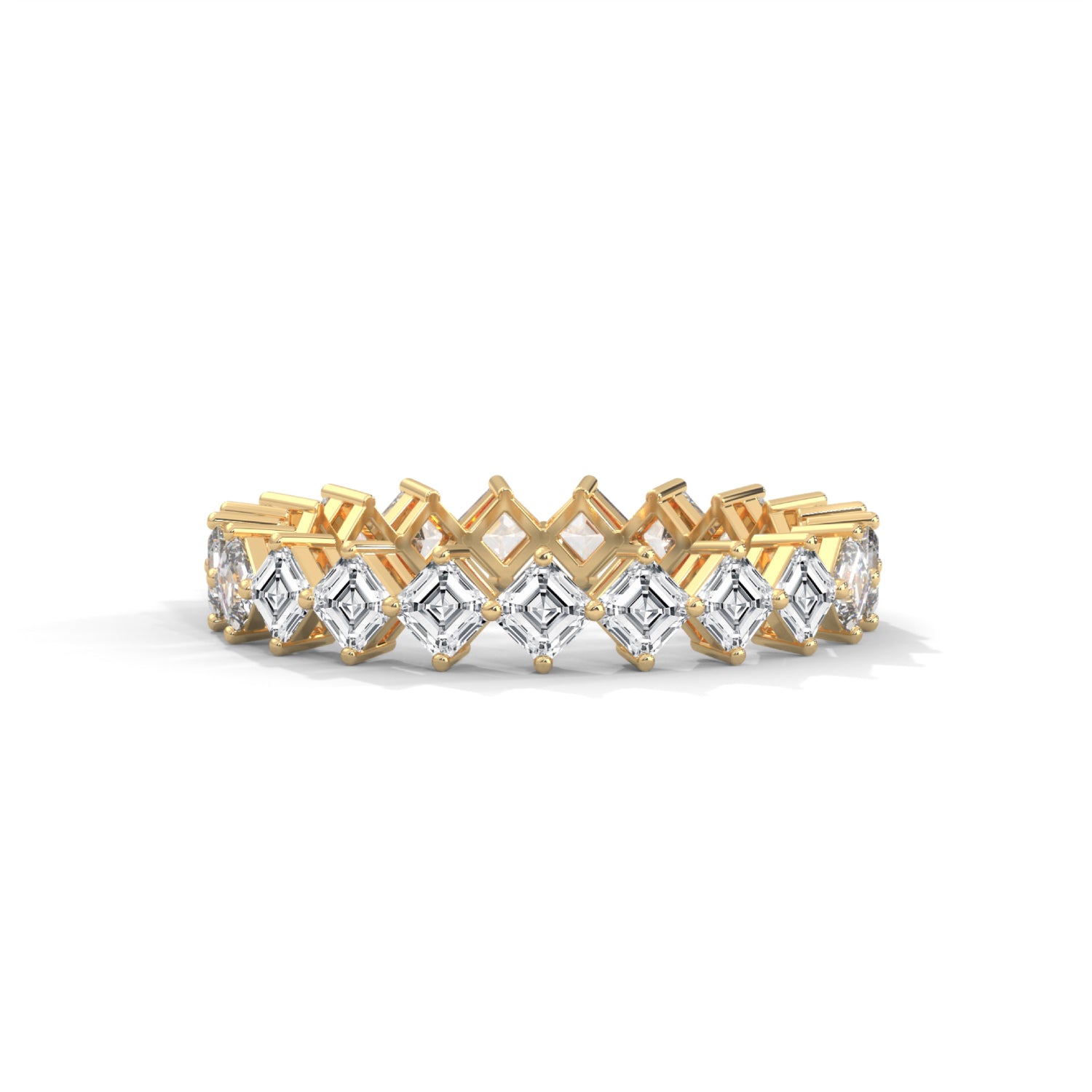 Asscher Cut Lab-Grown Diamond East-West Eternity Ring in Yellow Gold