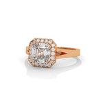 Asscher Cut Lab-Grown Diamond Halo Split Shank Engagement Ring in Rose Gold