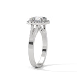 Asscher Cut Lab-Grown Diamond Halo Split Shank Engagement Ring in White Gold