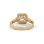 Asscher Cut Lab-Grown Diamond Halo Split Shank Engagement Ring in Yellow Gold