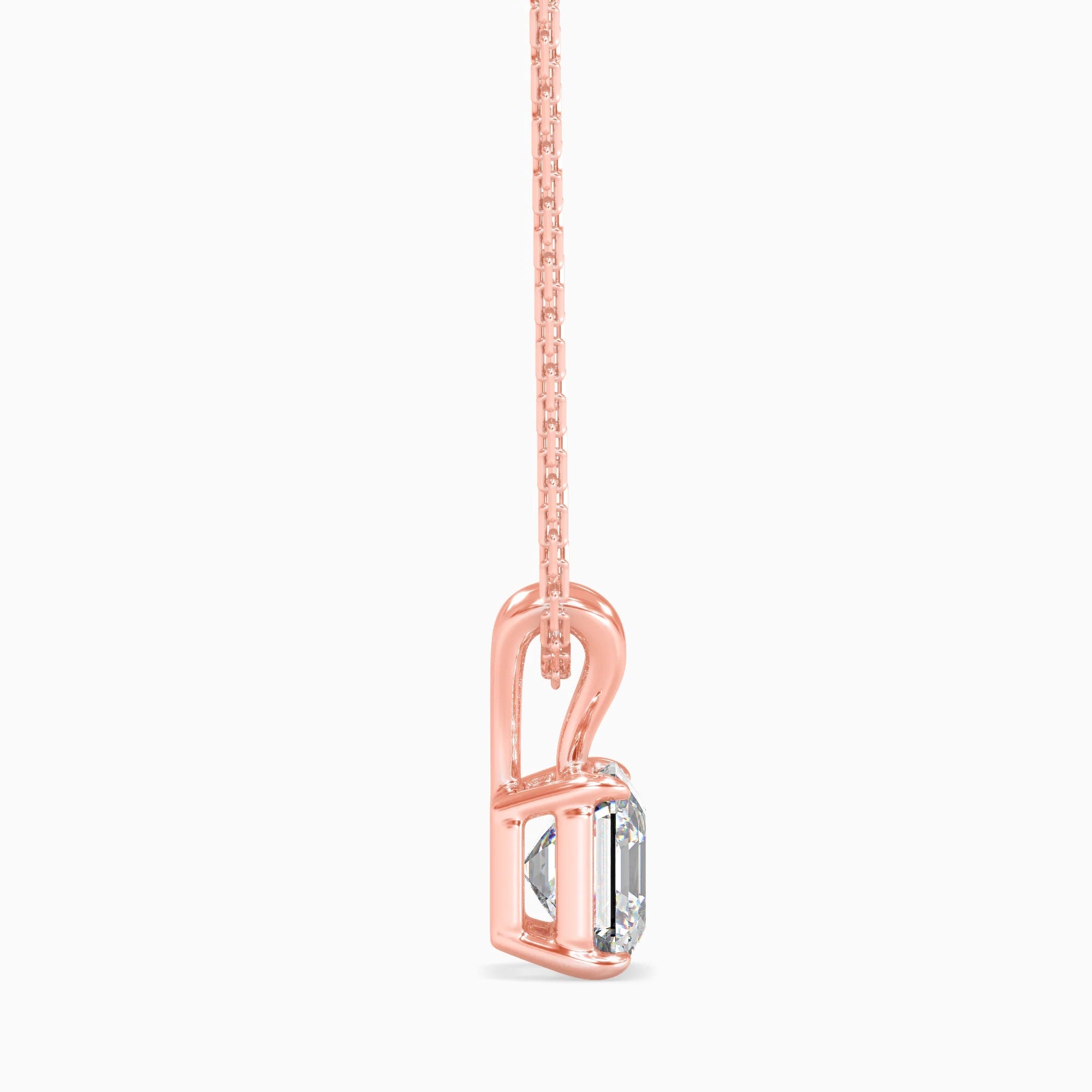 Asscher Cut Lab-Grown Diamond Solitaire Pendant in Rose Gold