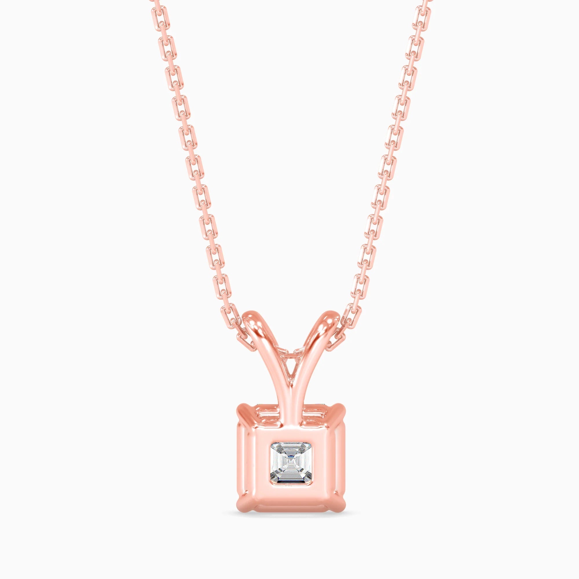 Asscher Cut Lab-Grown Diamond Solitaire Pendant in Rose Gold