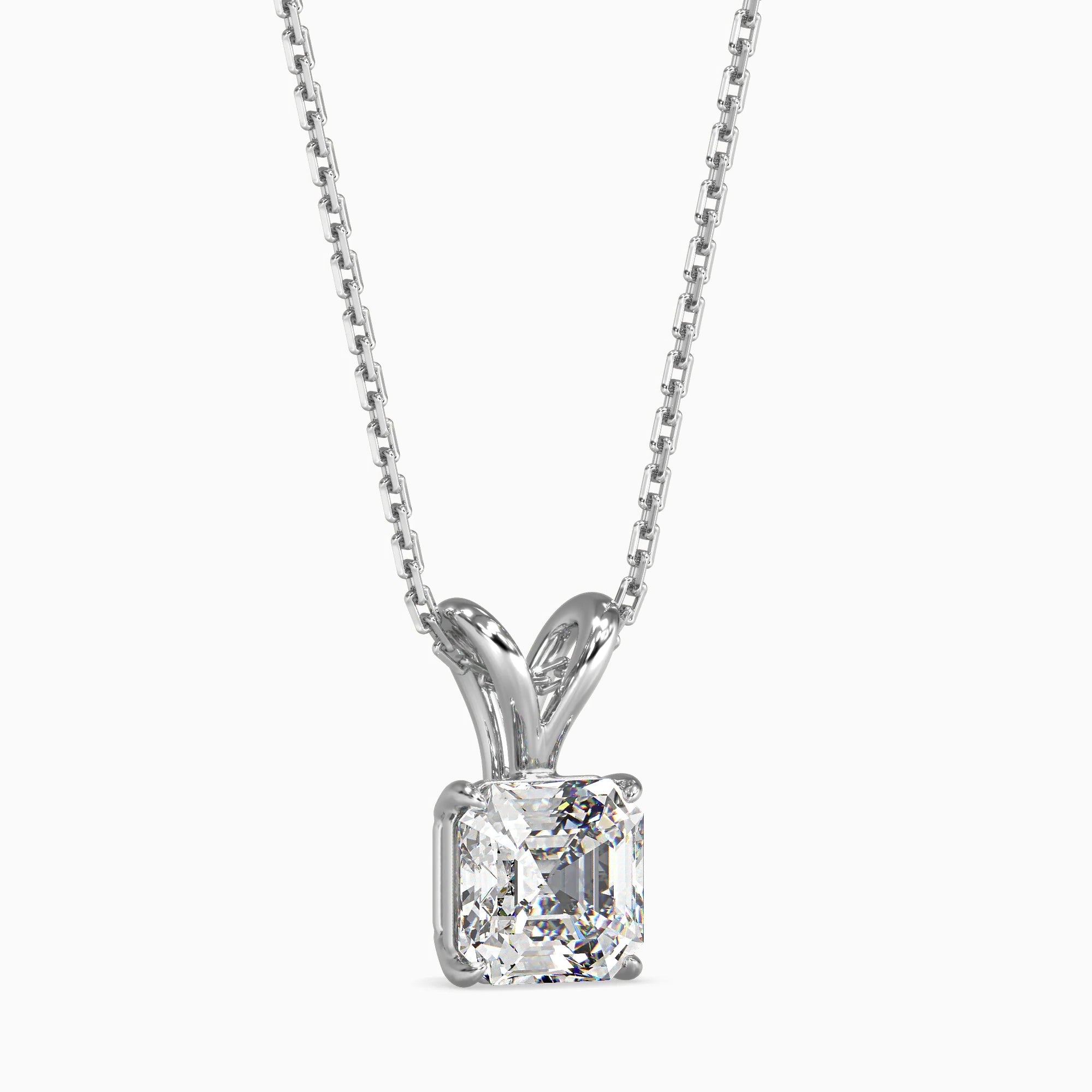 Asscher Cut Lab-Grown Diamond Solitaire Pendant in White Gold