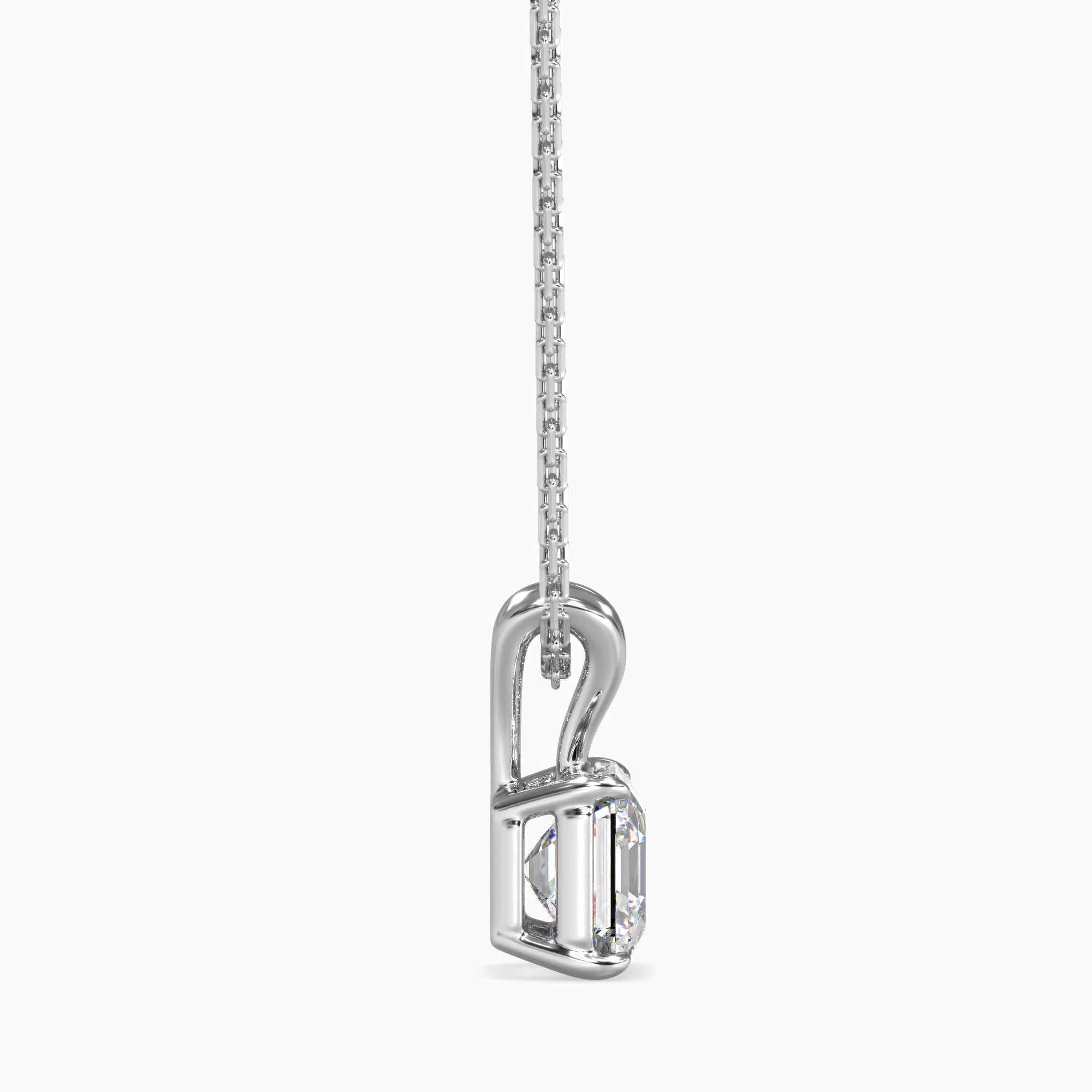 Asscher Cut Lab-Grown Diamond Solitaire Pendant in White Gold
