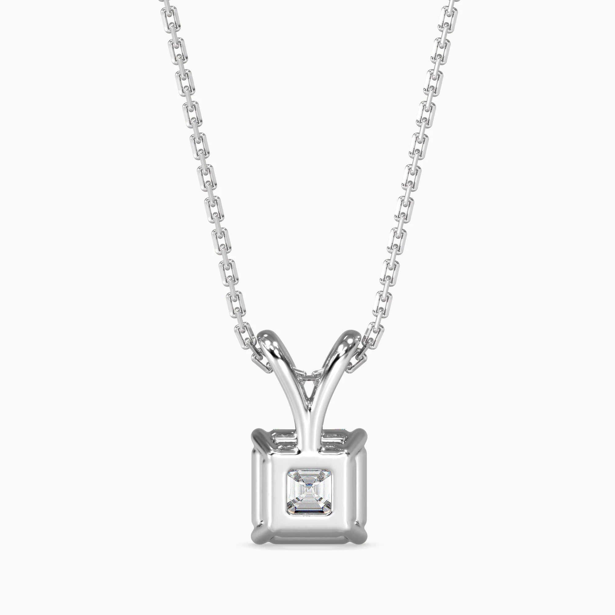 Asscher Cut Lab-Grown Diamond Solitaire Pendant in White Gold