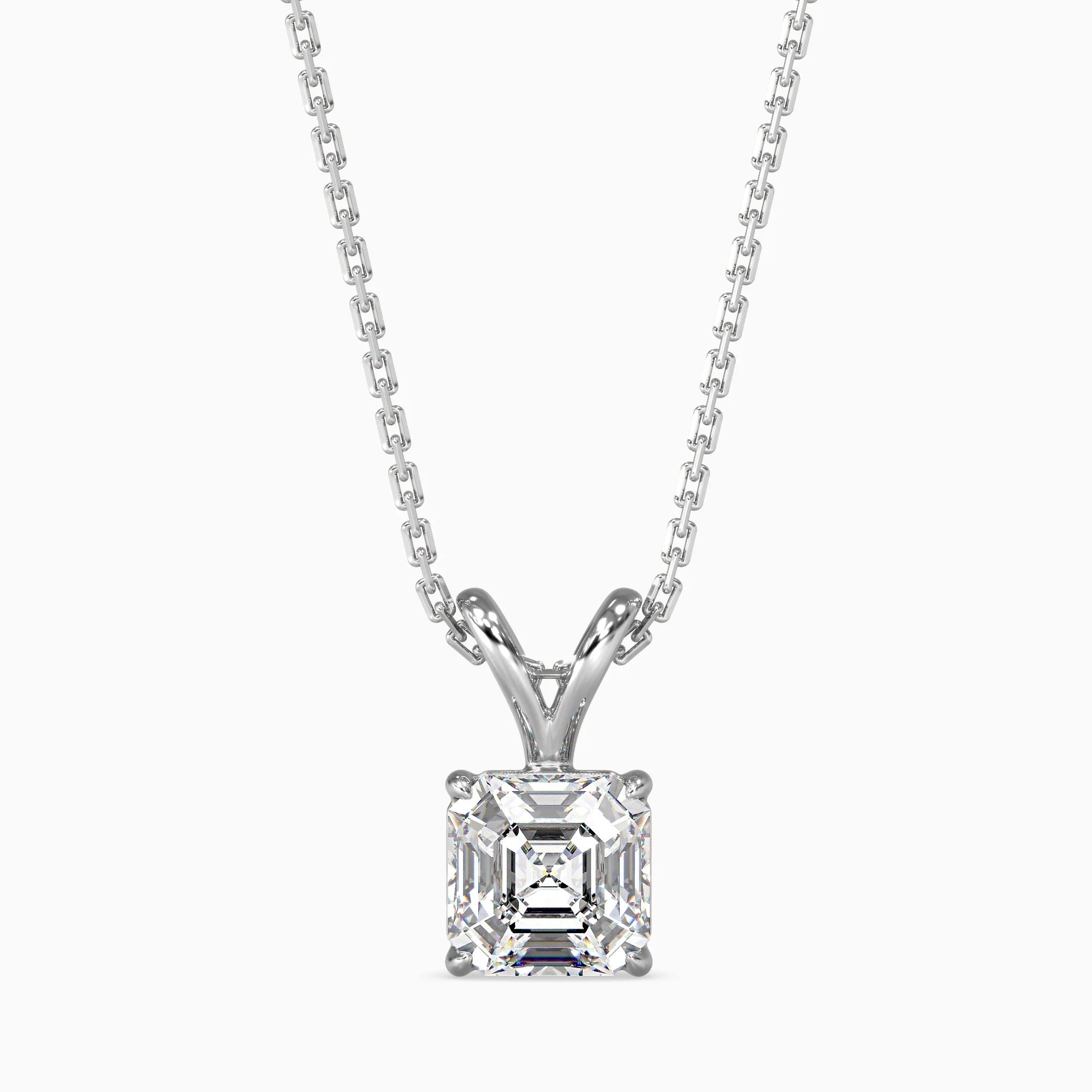 Asscher Cut Lab-Grown Diamond Solitaire Pendant in White Gold
