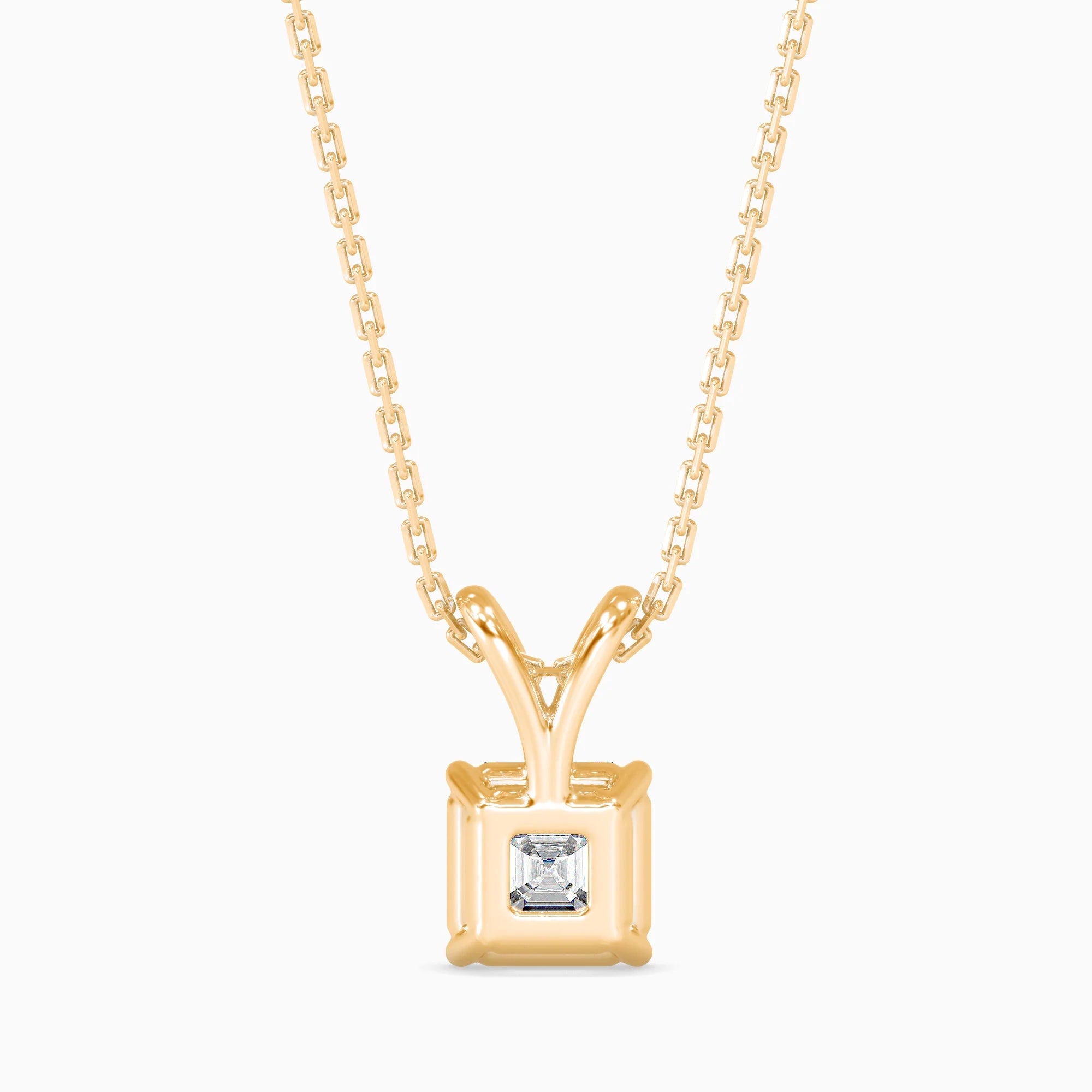 Asscher Cut Lab-Grown Diamond Solitaire Pendant in Yellow Gold