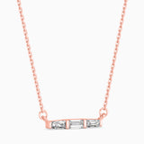 Baguette Cut Lab-Grown Diamond Bar Pendant in Rose Gold