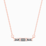 Baguette Cut Lab-Grown Diamond Bar Pendant in Rose Gold
