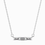 Baguette Cut Lab-Grown Diamond Bar Pendant in White Gold