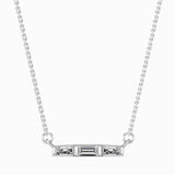 Baguette Cut Lab-Grown Diamond Bar Pendant in White Gold