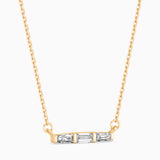 Baguette Cut Lab-Grown Diamond Bar Pendant in Yellow Gold