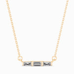 Baguette Cut Lab-Grown Diamond Bar Pendant in Yellow Gold