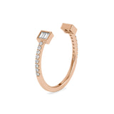 Baguette Cut Lab-Grown Diamond Pavé Open Stackable Ring in Rose Gold