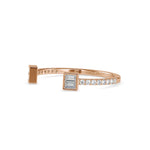 Baguette Cut Lab-Grown Diamond Pavé Open Stackable Ring in Rose Gold