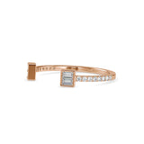 Baguette Cut Lab-Grown Diamond Pavé Open Stackable Ring in Rose Gold