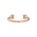 Baguette Cut Lab-Grown Diamond Pavé Open Stackable Ring in Rose Gold