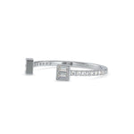 Baguette Cut Lab-Grown Diamond Pavé Open Stackable Ring in White Gold
