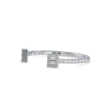 Baguette Cut Lab-Grown Diamond Pavé Open Stackable Ring in White Gold