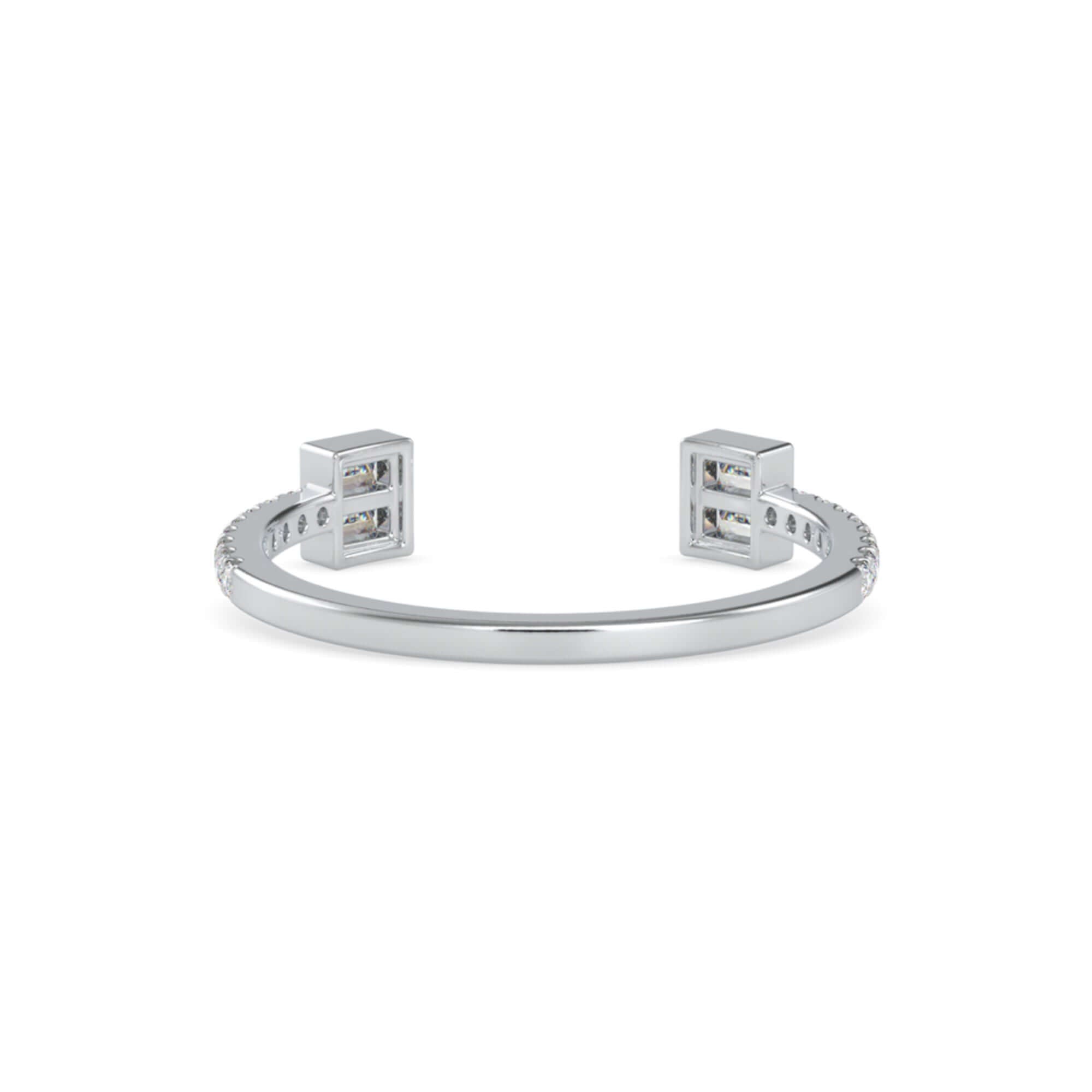 Baguette Cut Lab-Grown Diamond Pavé Open Stackable Ring in White Gold