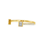 Baguette Cut Lab-Grown Diamond Pavé Open Stackable Ring in Yellow Gold