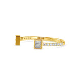 Baguette Cut Lab-Grown Diamond Pavé Open Stackable Ring in Yellow Gold