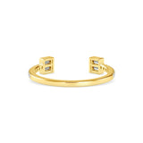 Baguette Cut Lab-Grown Diamond Pavé Open Stackable Ring in Yellow Gold