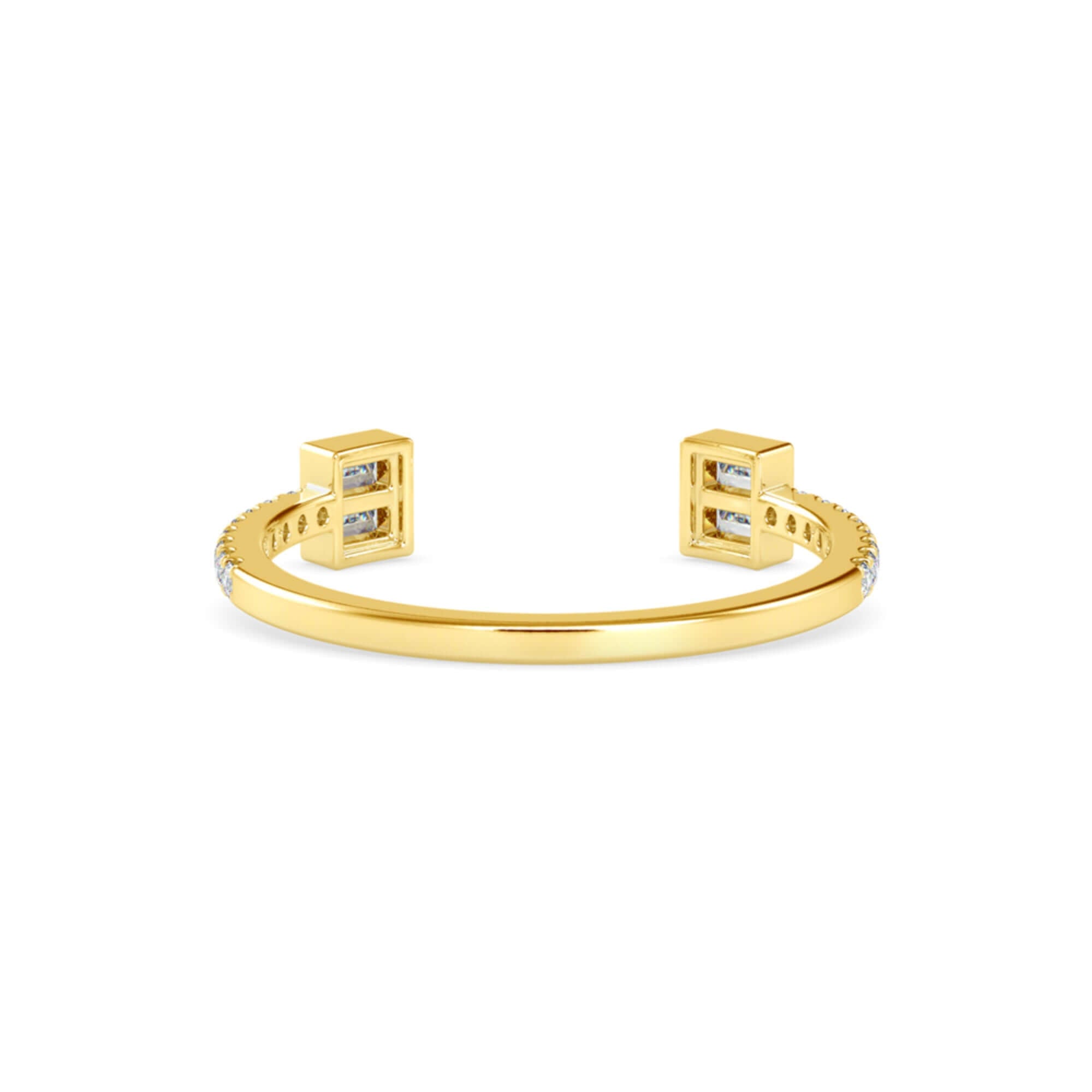 Baguette Cut Lab-Grown Diamond Pavé Open Stackable Ring in Yellow Gold