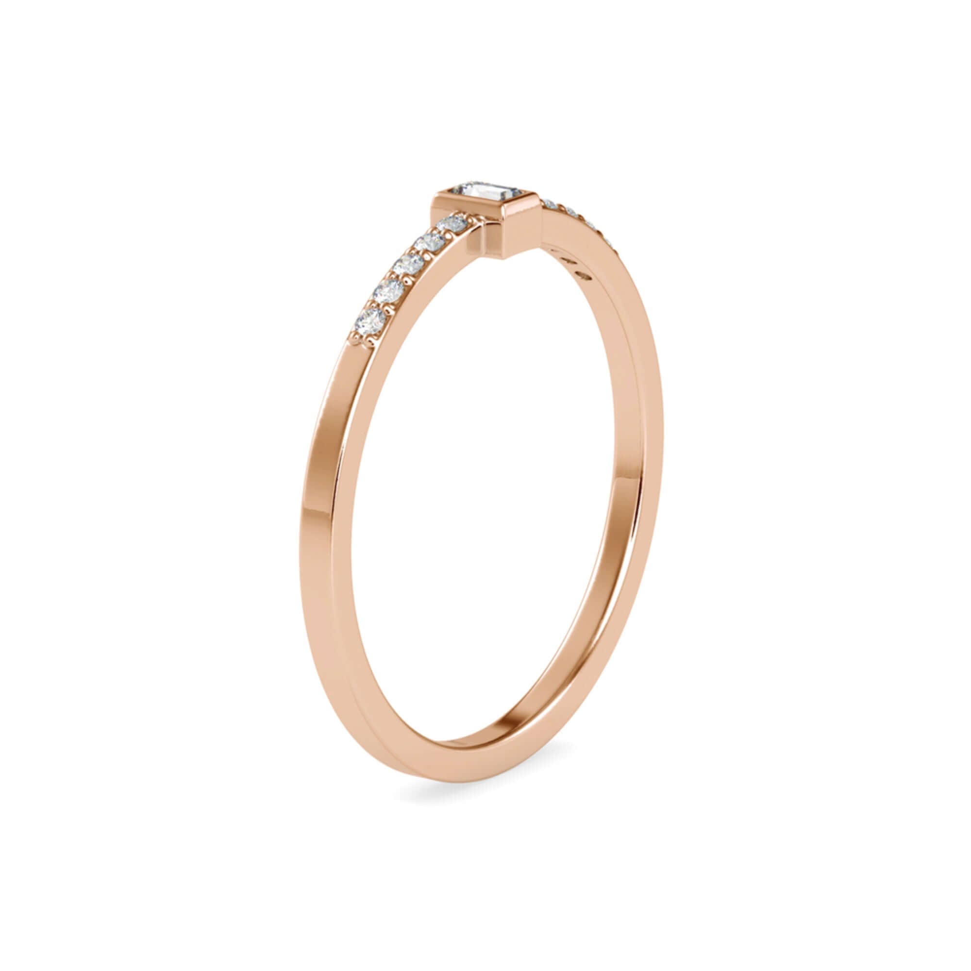 Baguette Cut Lab-Grown Diamond Pavé Stackable Ring in Rose Gold