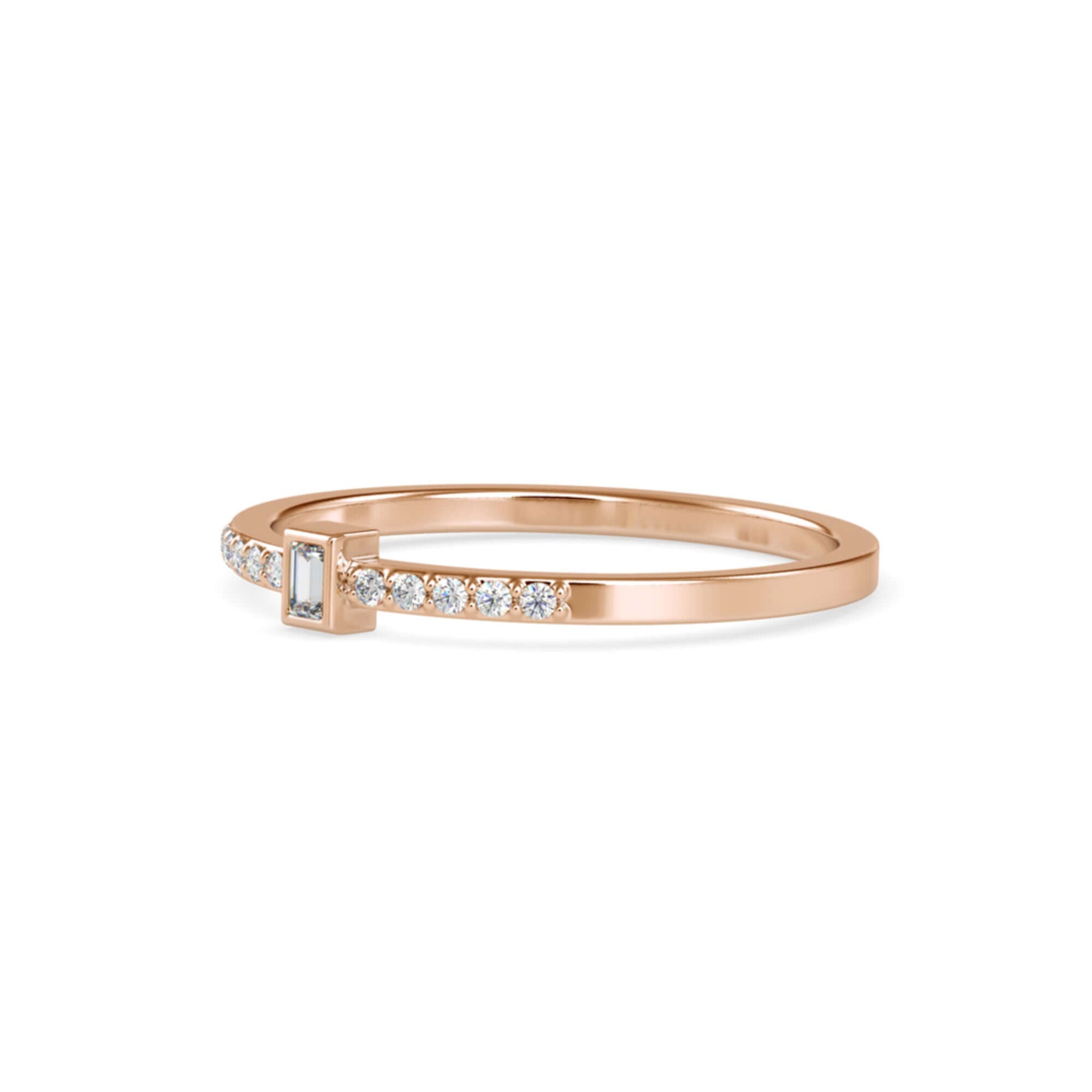 Baguette Cut Lab-Grown Diamond Pavé Stackable Ring in Rose Gold