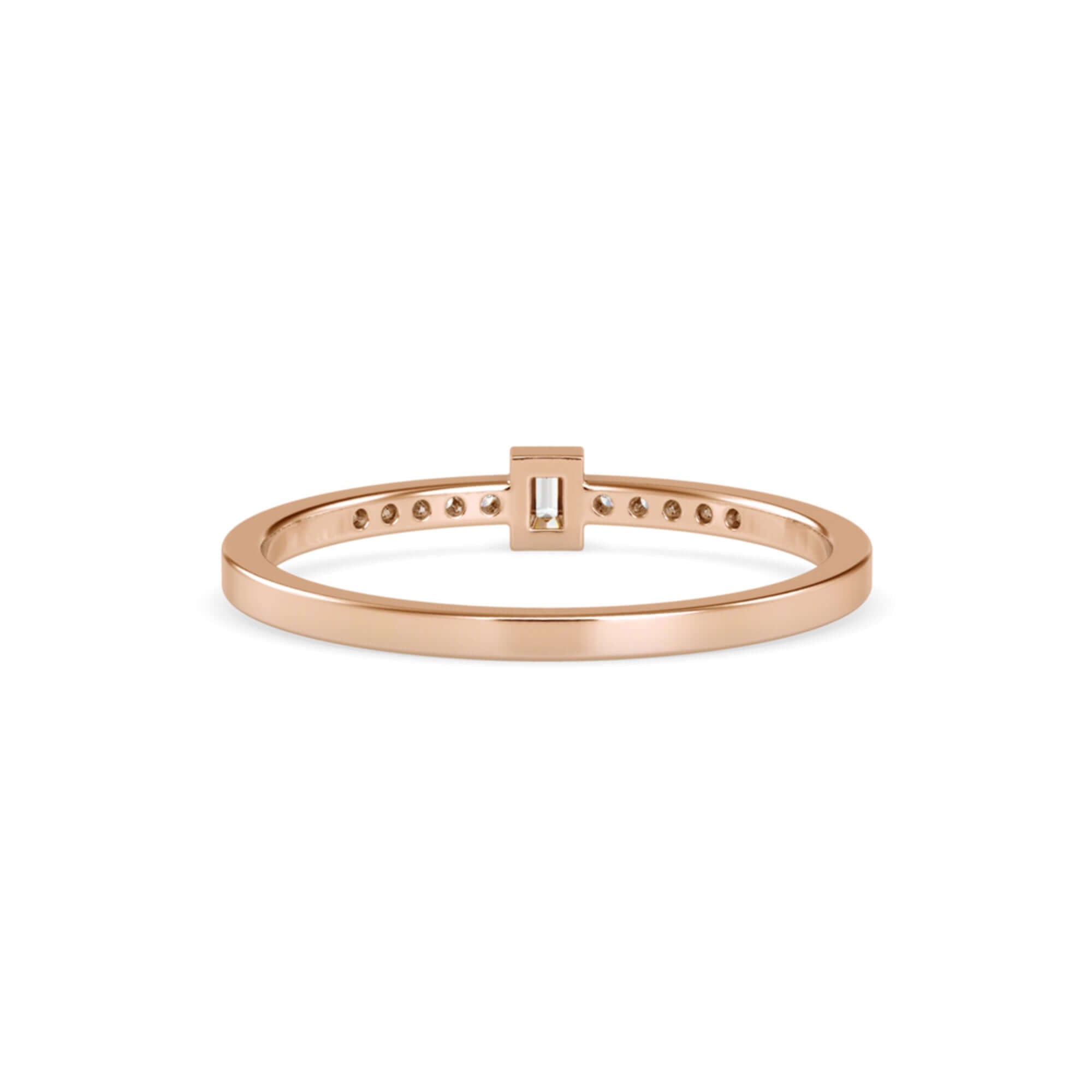 Baguette Cut Lab-Grown Diamond Pavé Stackable Ring in Rose Gold