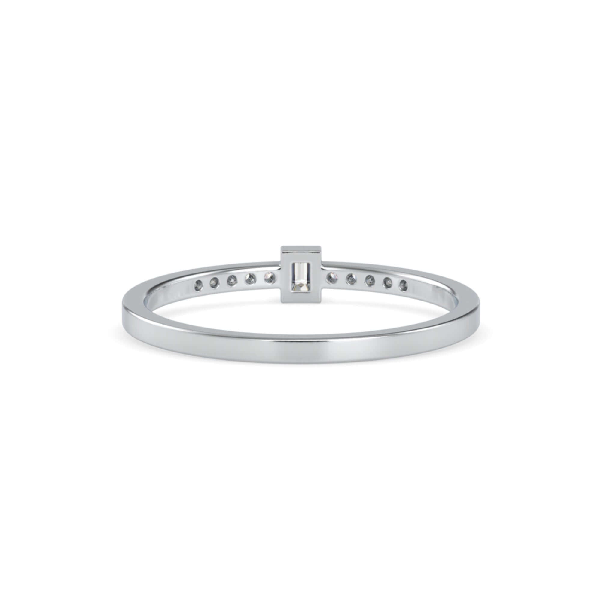 Baguette Cut Lab-Grown Diamond Pavé Stackable Ring in White Gold