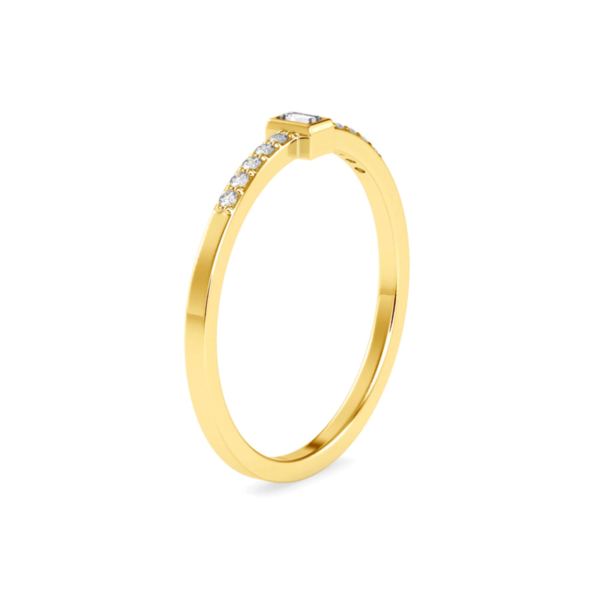 Baguette Cut Lab-Grown Diamond Pavé Stackable Ring in Yellow Gold